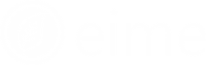 Logo de EIME (Logiciel ACV) constitué d'une feuille blanche sur la gauche et des lettres EIME sur la droite.