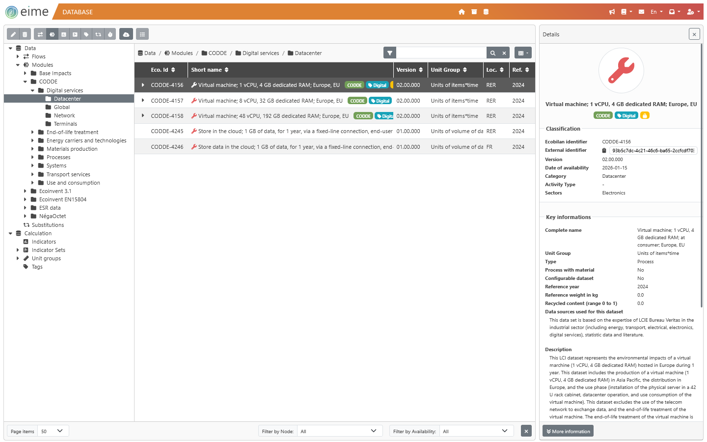 EIME LCA software life cycle databases