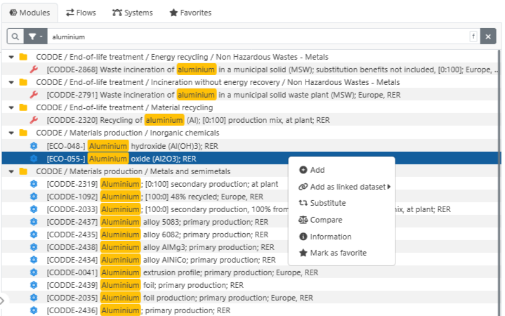 EIME LCA software modeling details databases