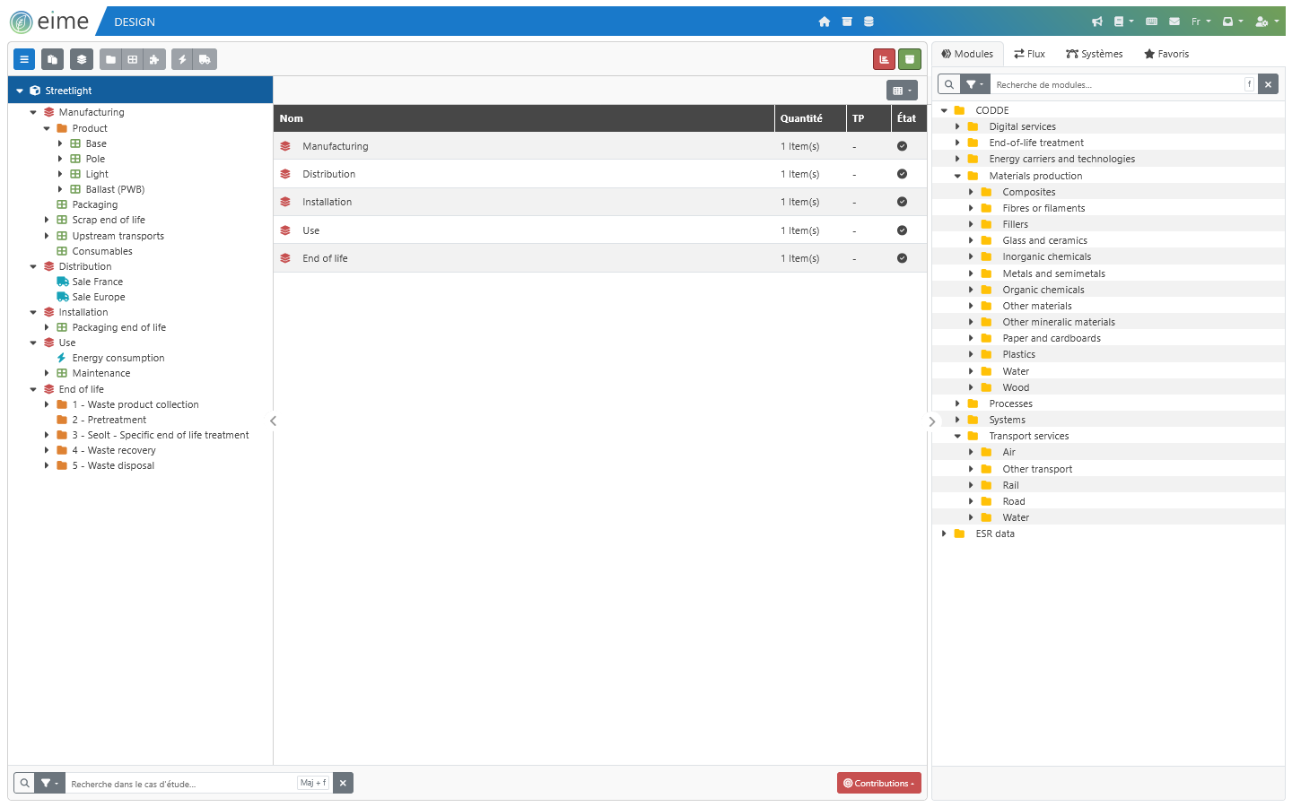 EIME logiciel ACV modelisation
