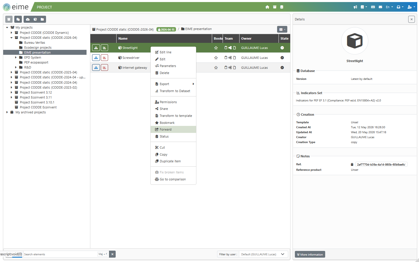 EIME LCA software teamwork